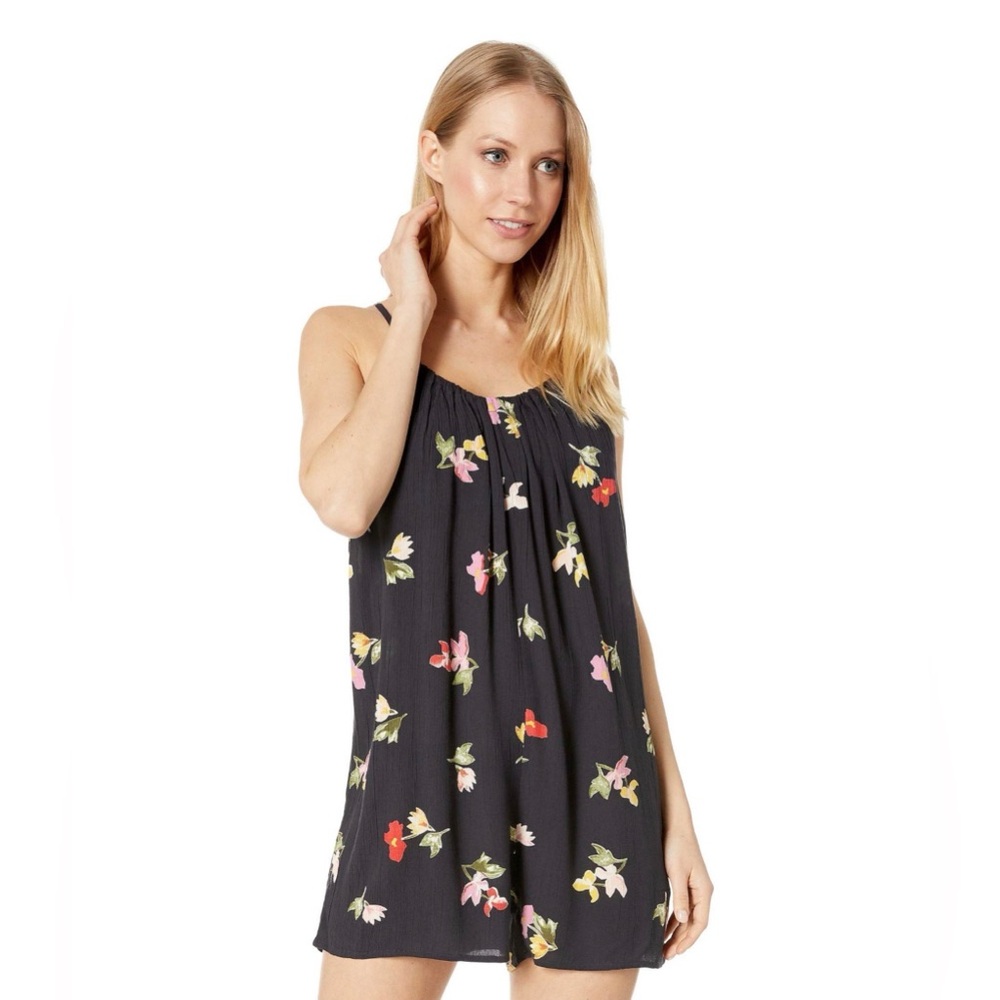 Billabong Black Floral Mini Romper